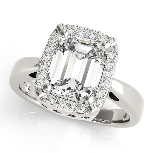 0.2 Ct Natural Emerald Cut Julietta  Halo Diamond Rings in Silver 925