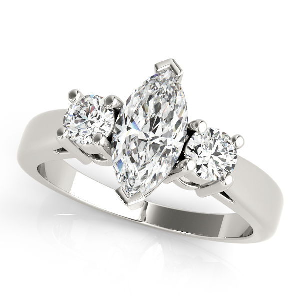 0.2 Ct Lab-Created Diamond Marquise Cut Wareesha  Trilogy Ring Engagement Rings in Silver 925