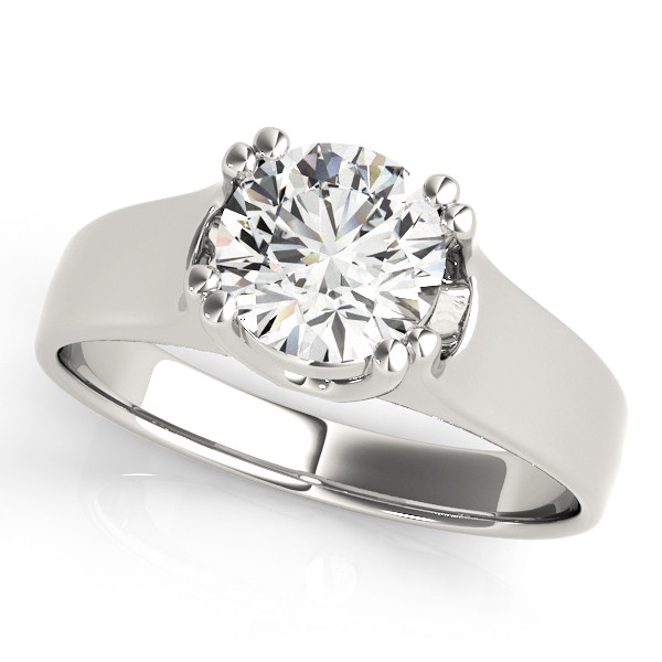 0.1 Ct Natural Round Cut Maddie  Solitaire Diamond Rings in 14K White Gold