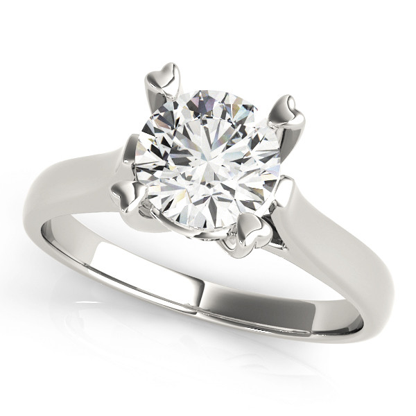 0.1 Ct Natural Round Cut Mikaela  Solitaire Diamond Rings in 14K White Gold