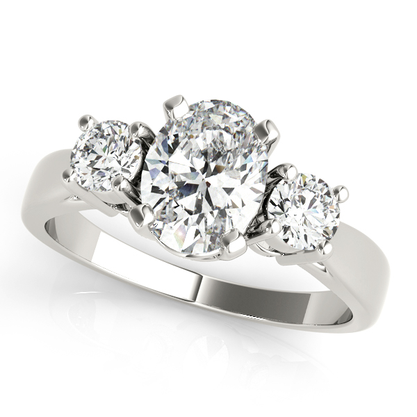 0.2 Ct Lab-Created Diamond Oval Cut Varya  Trilogy Ring Engagement Rings in Silver 925