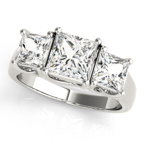 0.2 Ct Lab-Created Diamond Princess Cut Wanda  Trilogy Ring Engagement Rings in Silver 925