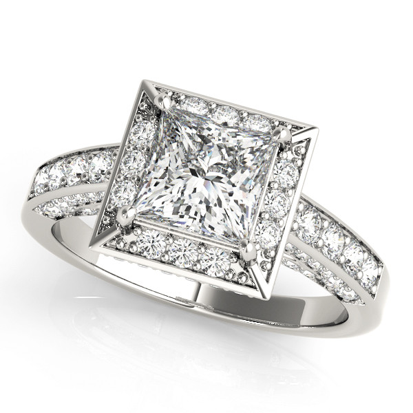 0.2 Ct Natural Princess Cut Kenya Halo Diamond Rings in Silver 925