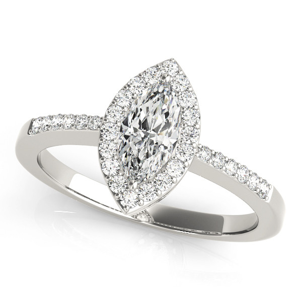 0.2 Ct Natural Marquise Cut Kori Halo Diamond Rings in Silver 925