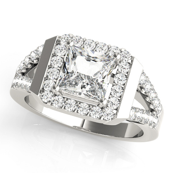 0.2 Ct Natural Princess Cut Letty  Halo Diamond Rings in Silver 925