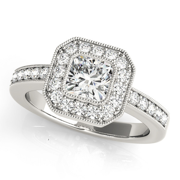 0.2 Ct Natural Cushion Cut Lois Halo Diamond Rings in Silver 925