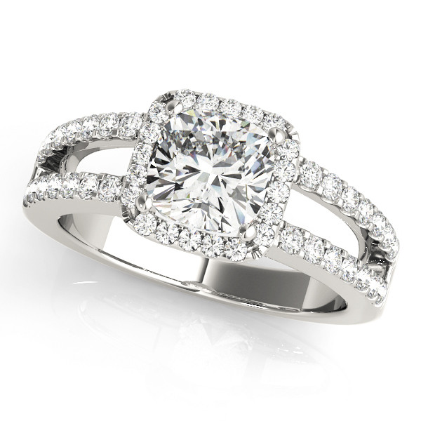 0.2 Ct Natural Cushion Cut Jaylin Halo Diamond Rings in Silver 925