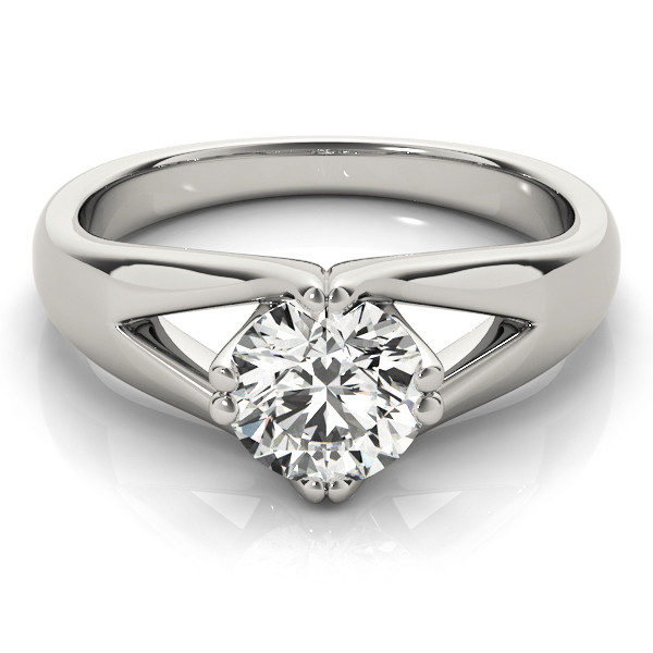 0.1 Ct Natural Round Cut Moriah  Classic Solitaire Diamond Rings in 14K White Gold