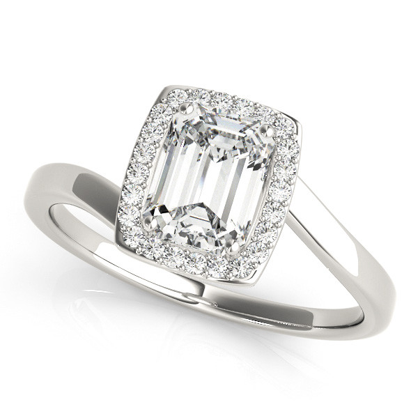 0.2 Ct Natural Emerald Cut Kylah  Halo Diamond Rings in Silver 925