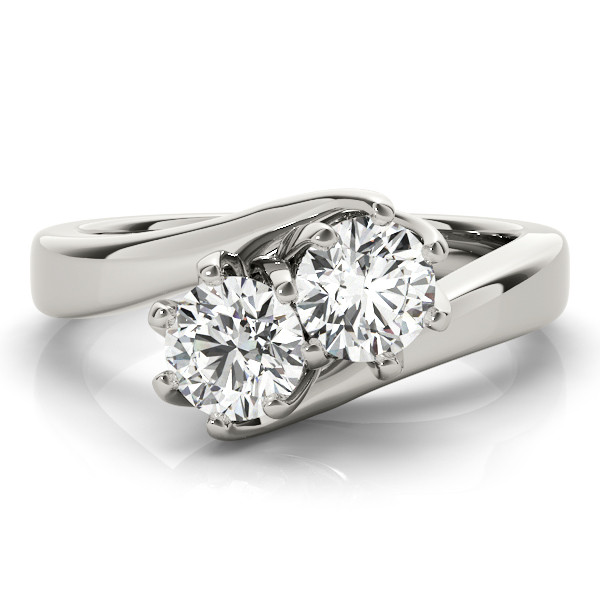 0.2 Ct Natural Round Cut Helly  Two Stone Diamond Rings in 9K White Gold