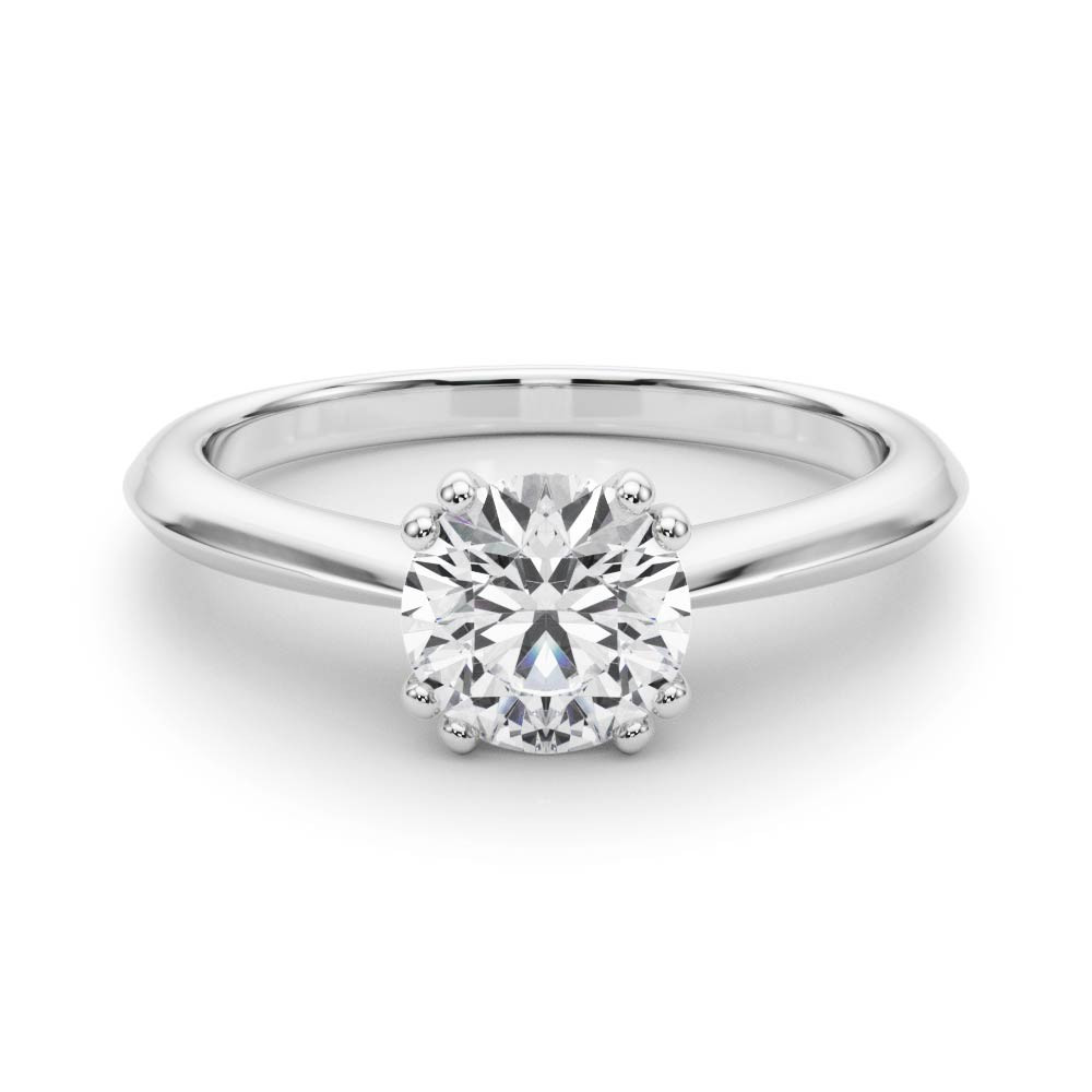 0.1 Ct Natural Round Cut Marion  Solitaire Diamond Rings in 14K White Gold