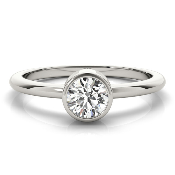 0.1 Ct Natural Round Cut Macey  Solitaire Diamond Rings in 14K White Gold