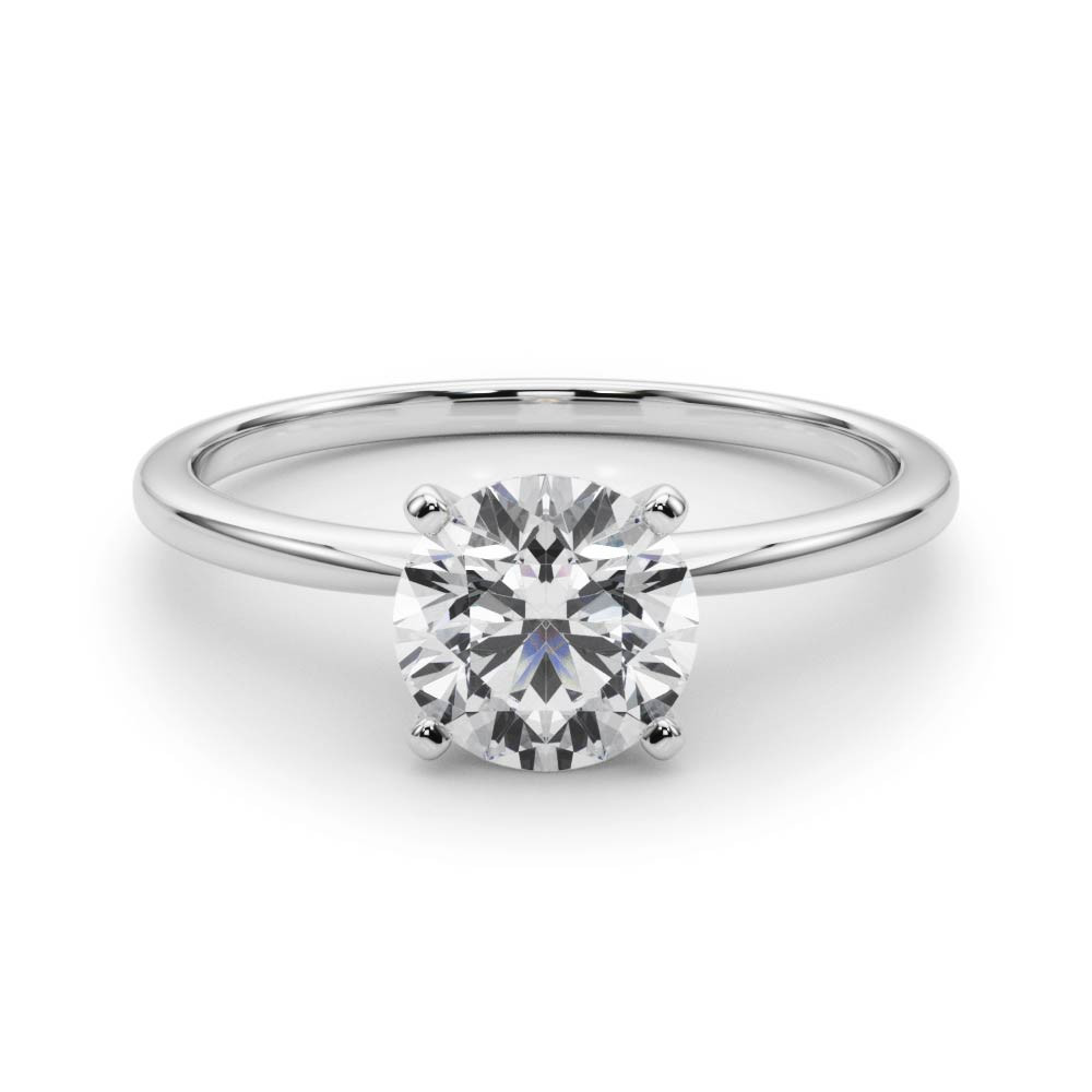 0.1 Ct Natural Round Cut Mahogany  Classic Solitaire Diamond Rings in 14K White Gold