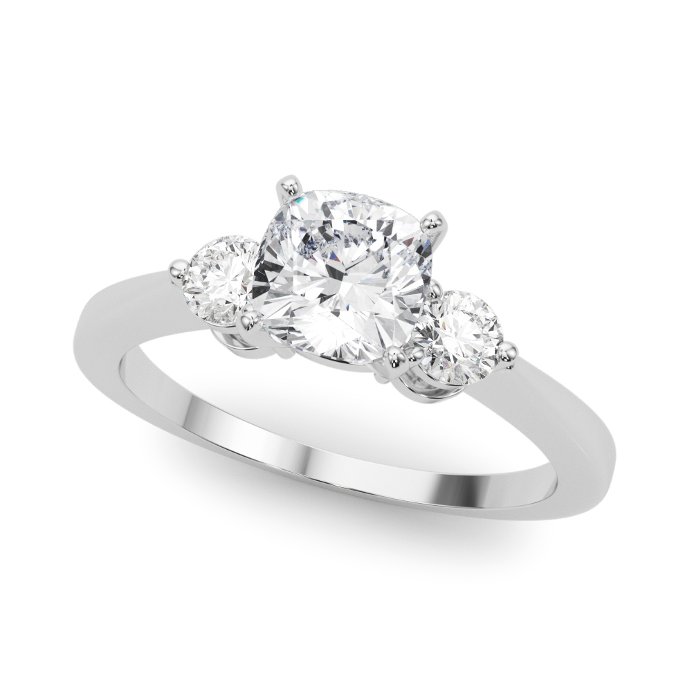 0.2 Ct Lab-Created Diamond Cushion Cut Wilona  Trilogy Ring Engagement Rings in Silver 925