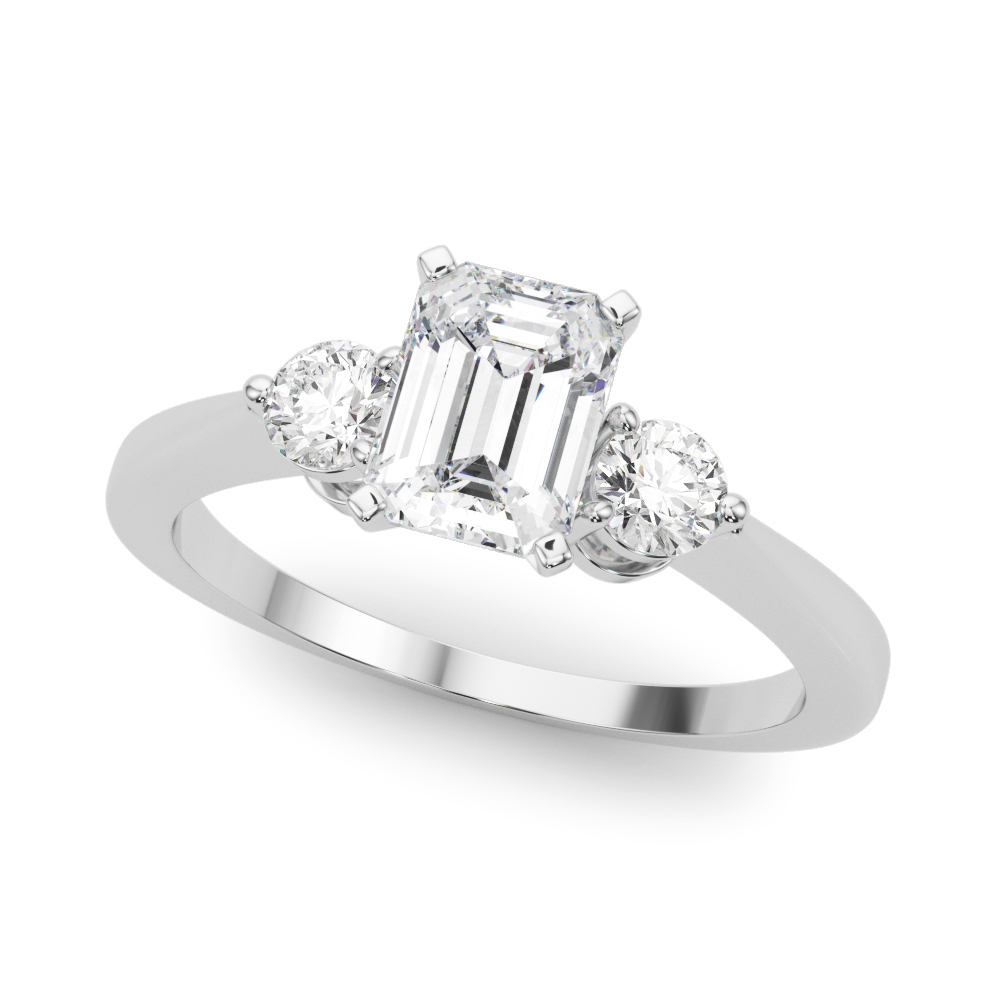 0.2 Ct Lab-Created Diamond Emerald Cut Walda  Trilogy Ring Engagement Rings in Silver 925