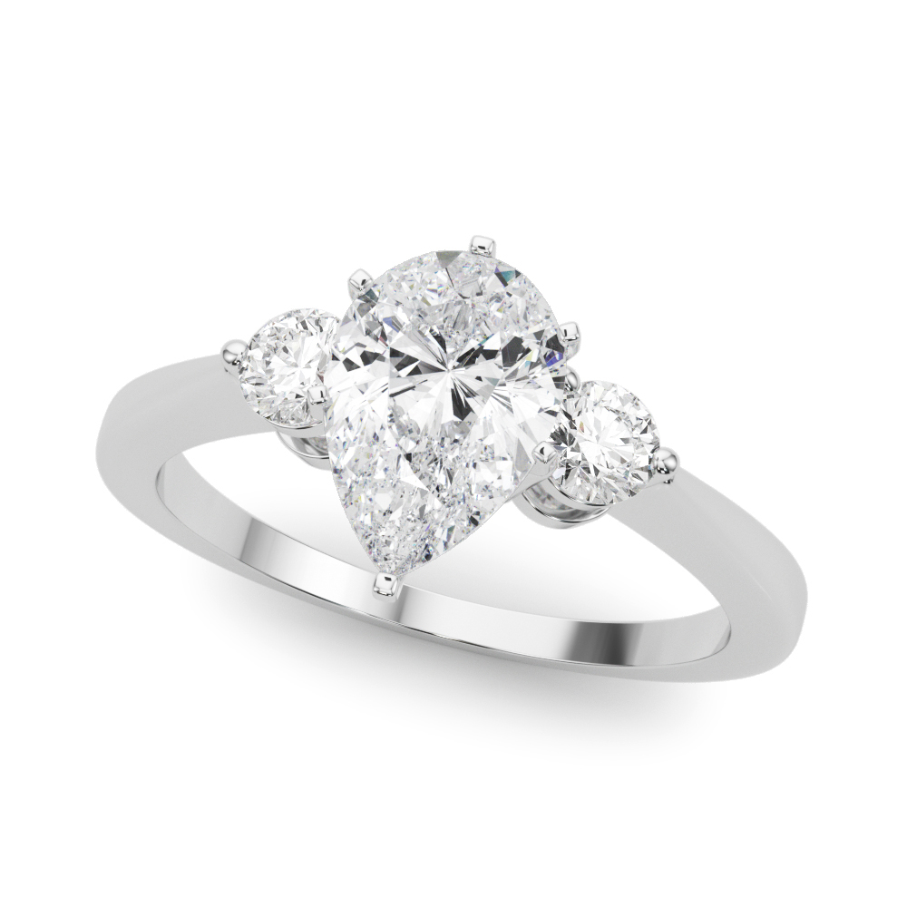 0.2 Ct Lab-Created Diamond Pear Cut Yareli  Trilogy Ring Engagement Rings in Silver 925