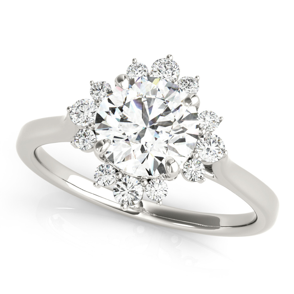 0.2 Ct Natural Round Cut Karla Halo Diamond Rings in Silver 925