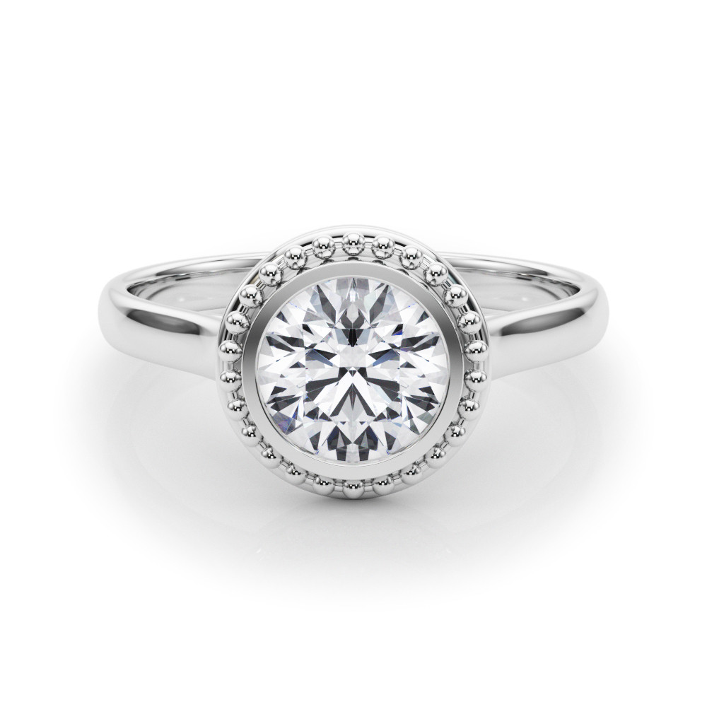 0.1 Ct Natural Diamond Round Cut Noelle  Classic Solitaire Engagement Rings in 14K White Gold