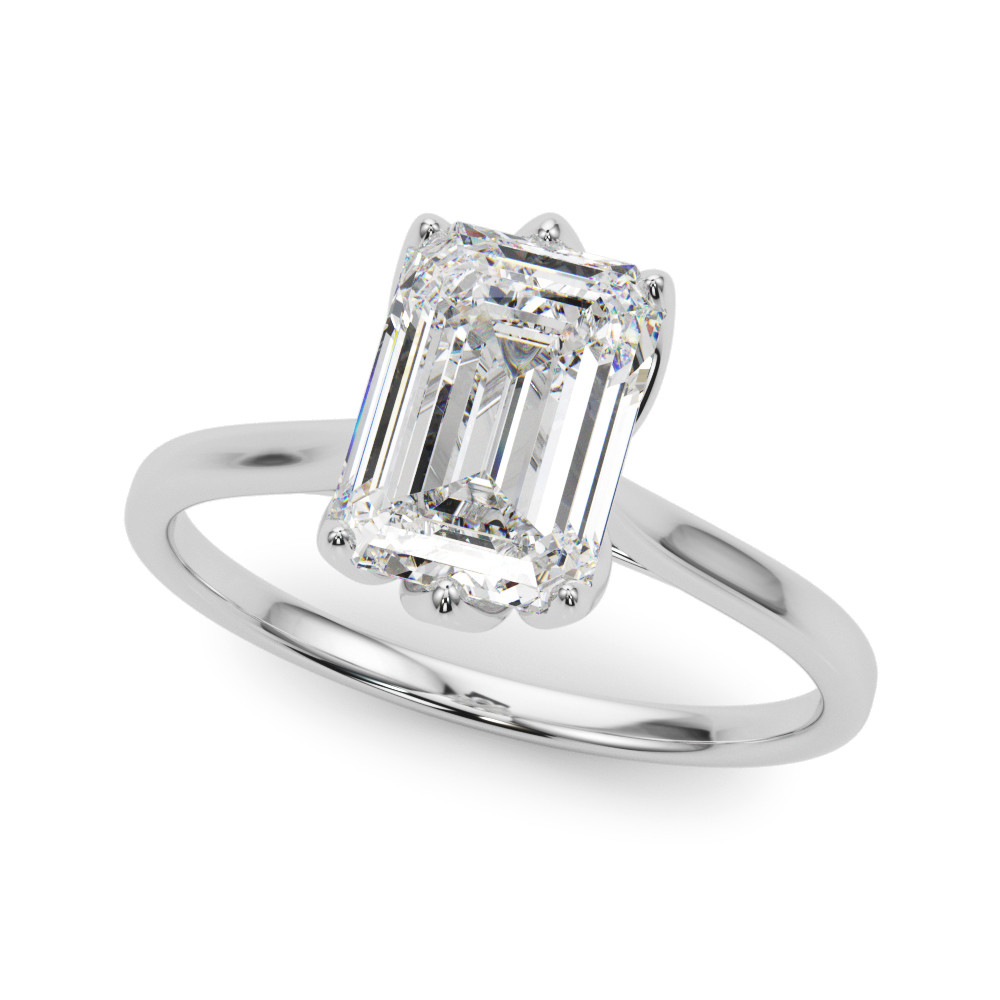 0.2 Ct Natural Emerald Cut Nedjelko  Diamond Solitaire Rings in Silver 925