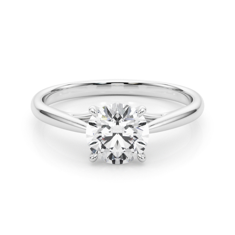 0.1 Ct Natural Diamond Round Cut Mylie  Classic Solitaire Engagement Rings in 14K White Gold