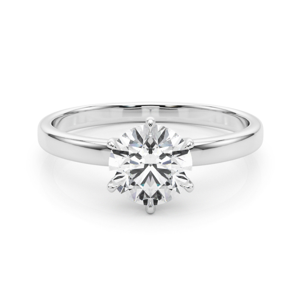 0.1 Ct Natural Diamond Round Cut Marnie  Classic Solitaire Engagement Rings in 14K White Gold