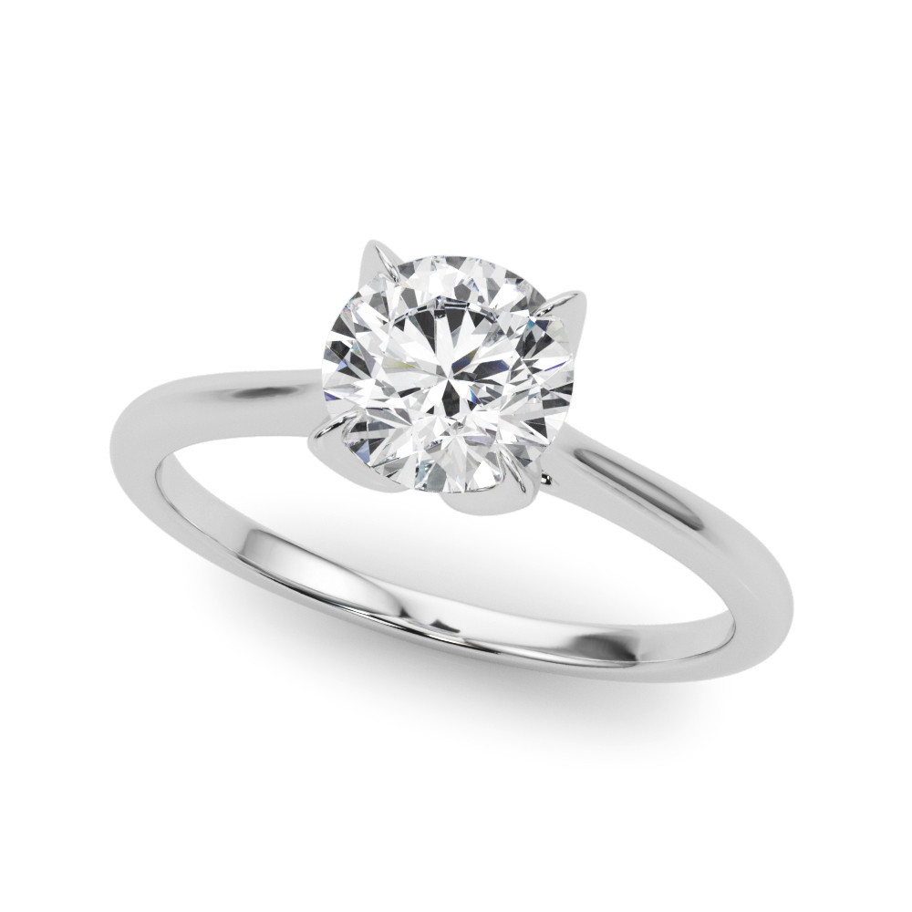 0.1 Ct Natural Round Cut Mckenna  Solitaire Diamond Rings in 14K White Gold