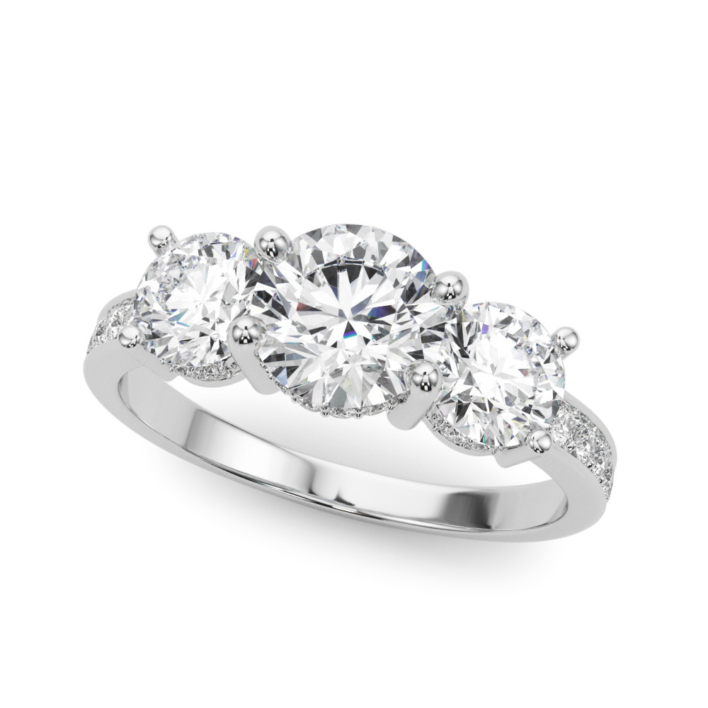 0.25 Ct Natural Round Cut Jovie Halo Diamond Rings in Silver 925