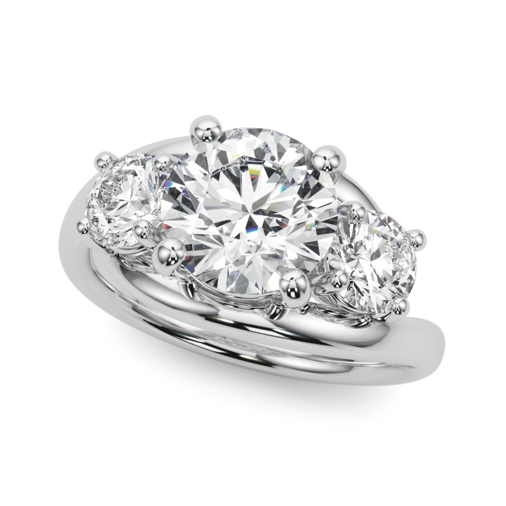 0.2 Ct Lab-Created Diamond Round Cut Victoriana  Trilogy Engagement Rings in Silver 925