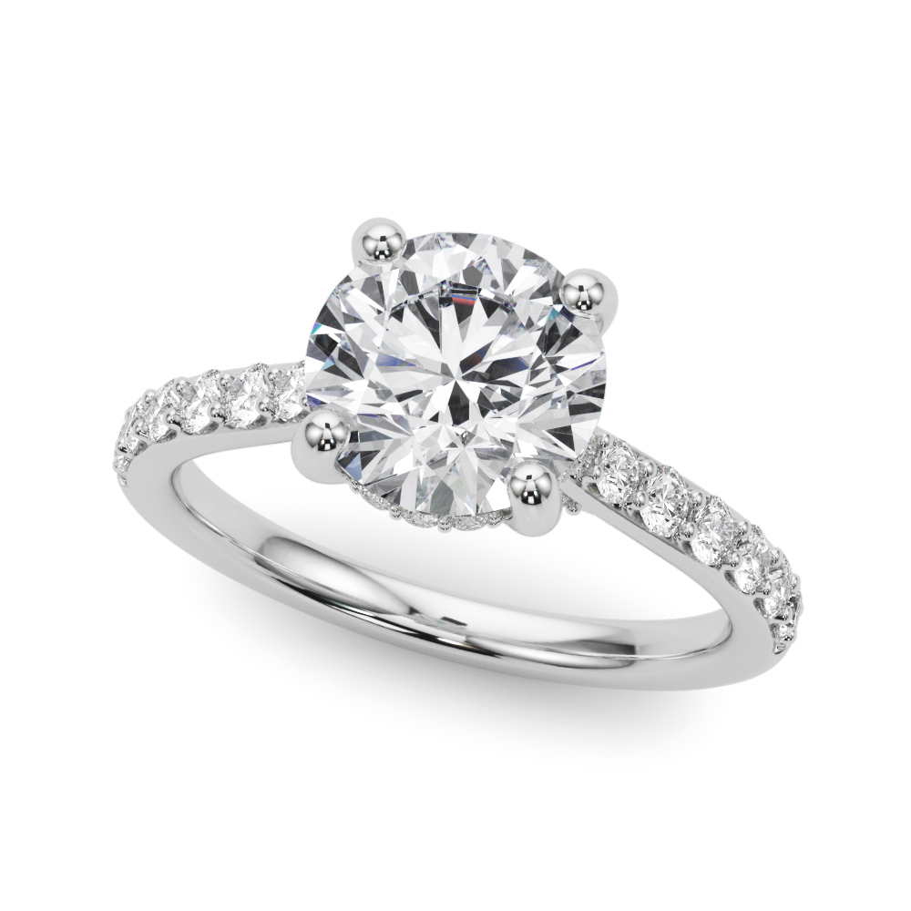 0.2 Ct Natural Diamond Round Cut Yaren  Halo Engagement Rings in Silver 925