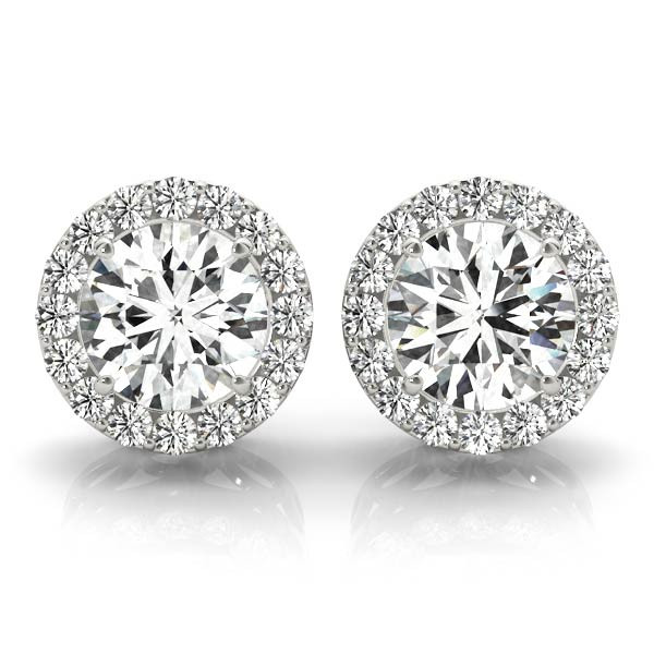 0.2 Ct Natural Round Cut Rita  Halo Diamond Earrings in 9K White Gold