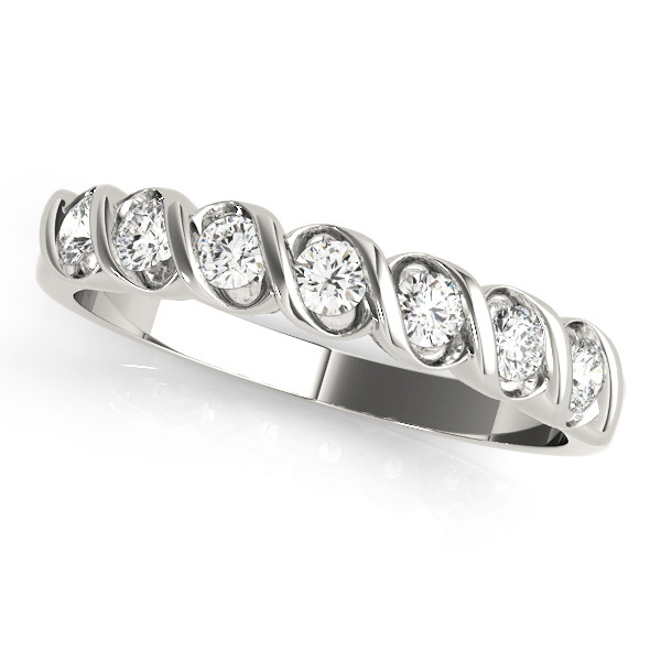 0.25 Ct Lab-Created Round Cut  7 Stone Diamond Rings in 9K White Gold