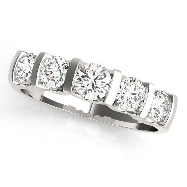 1 Ct Lab-Created Round Cut  5 Stone Diamond Ring in 9K White Gold