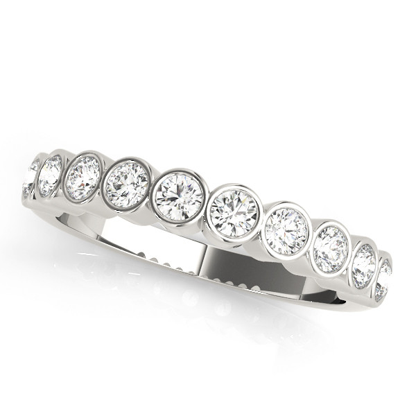 0.25 Ct Lab-Created Round Cut  Half Eternity Diamond Rings in 9K White Gold