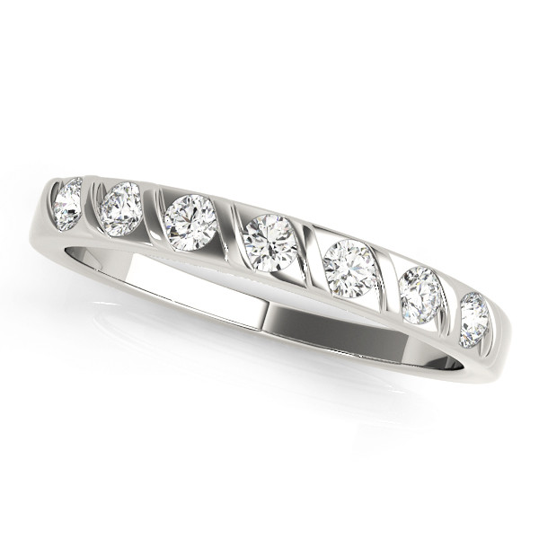 0.25 Ct Lab-Created Round Cut  7 Stone Diamond Rings in 9K White Gold