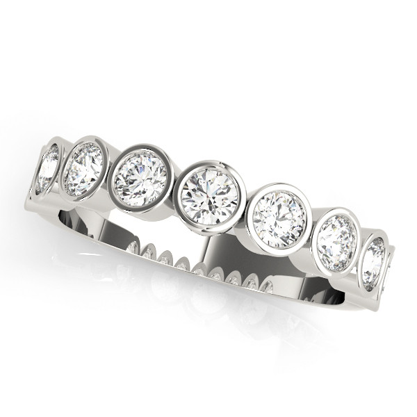 0.25 Ct Lab-Created Round Cut  Half Eternity Diamond Rings in 9K White Gold