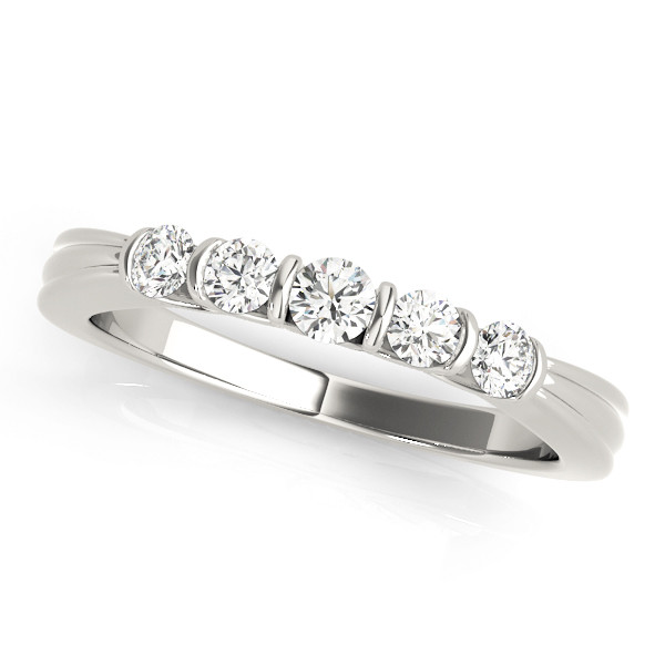 0.33 Ct Lab-Created Round Cut  5 Stone Ring Diamond Rings in 9K White Gold