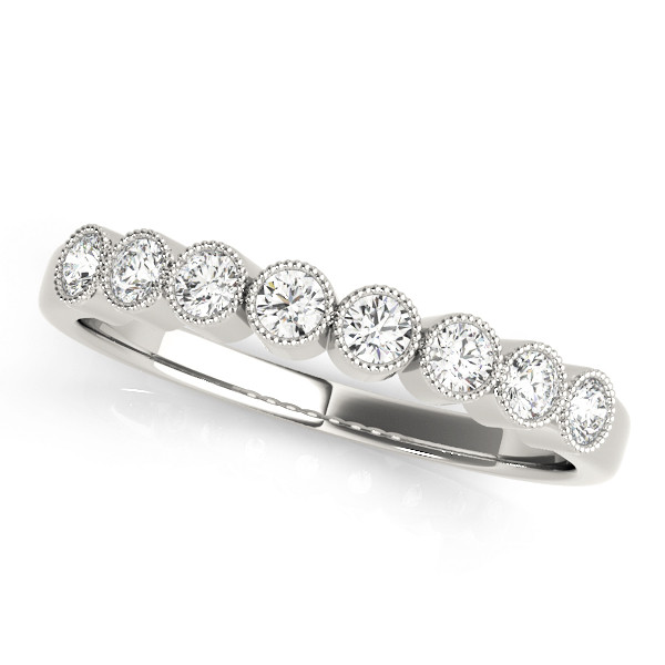 0.25 Ct Lab-Created Round Cut  Half Eternity Diamond Rings in 9K White Gold