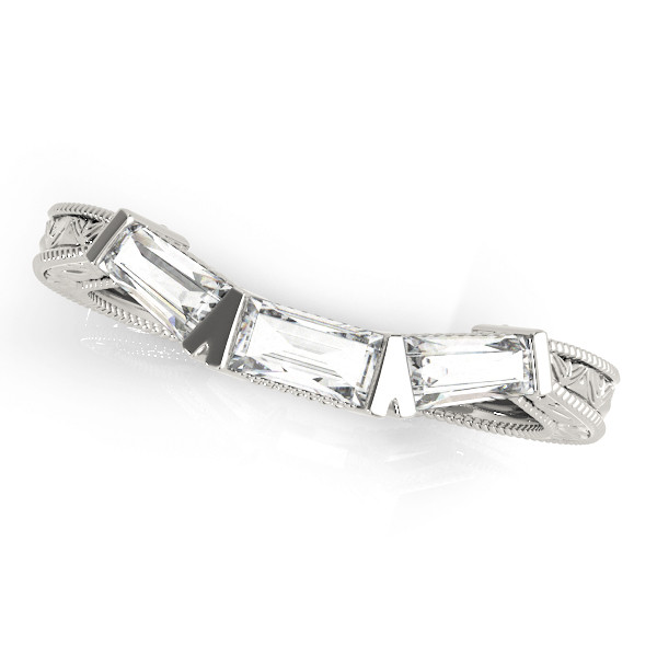 0.75 Ct Lab-Created Baguette Cut lesley  Trilogy Ring Diamond Rings in 9K White Gold