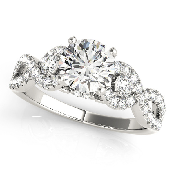 0.75 Ct Lab-Created Round Cut Joanie  Side Stone Diamond Rings in 9K White Gold