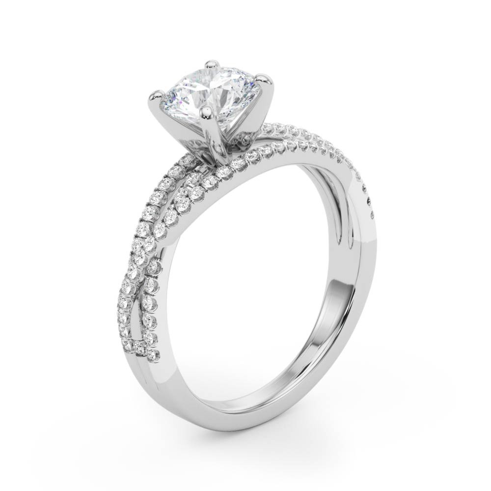 0.53 Ct Lab-Created Round Cut Kamyla  Side Stone Diamond Rings in 9K White Gold