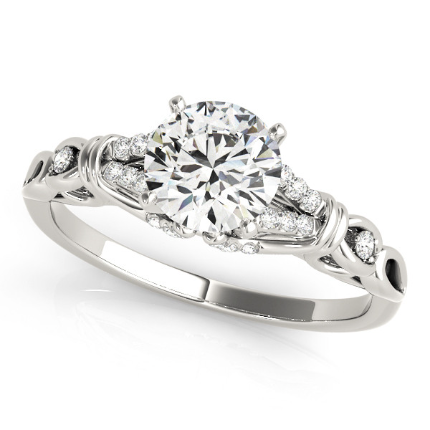 0.19 Ct Lab-Created Round Cut Aliya  Side Stone Diamond Rings in 9K White Gold