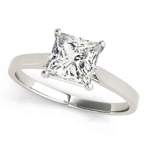 0.1 Ct Natural Princess Cut Nud  Solitaire Diamond Rings in Silver 925