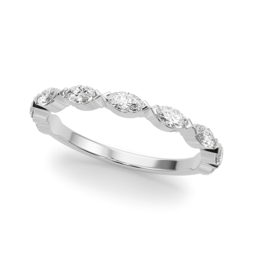 0.81 Ct Lab-Created Diamond Marquise Cut Eternity Rings in 9K White Gold