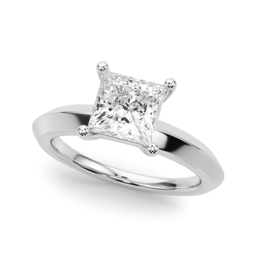 0.2 Ct Natural Princess Cut Oli  Solitaire Diamond Rings in Silver 925