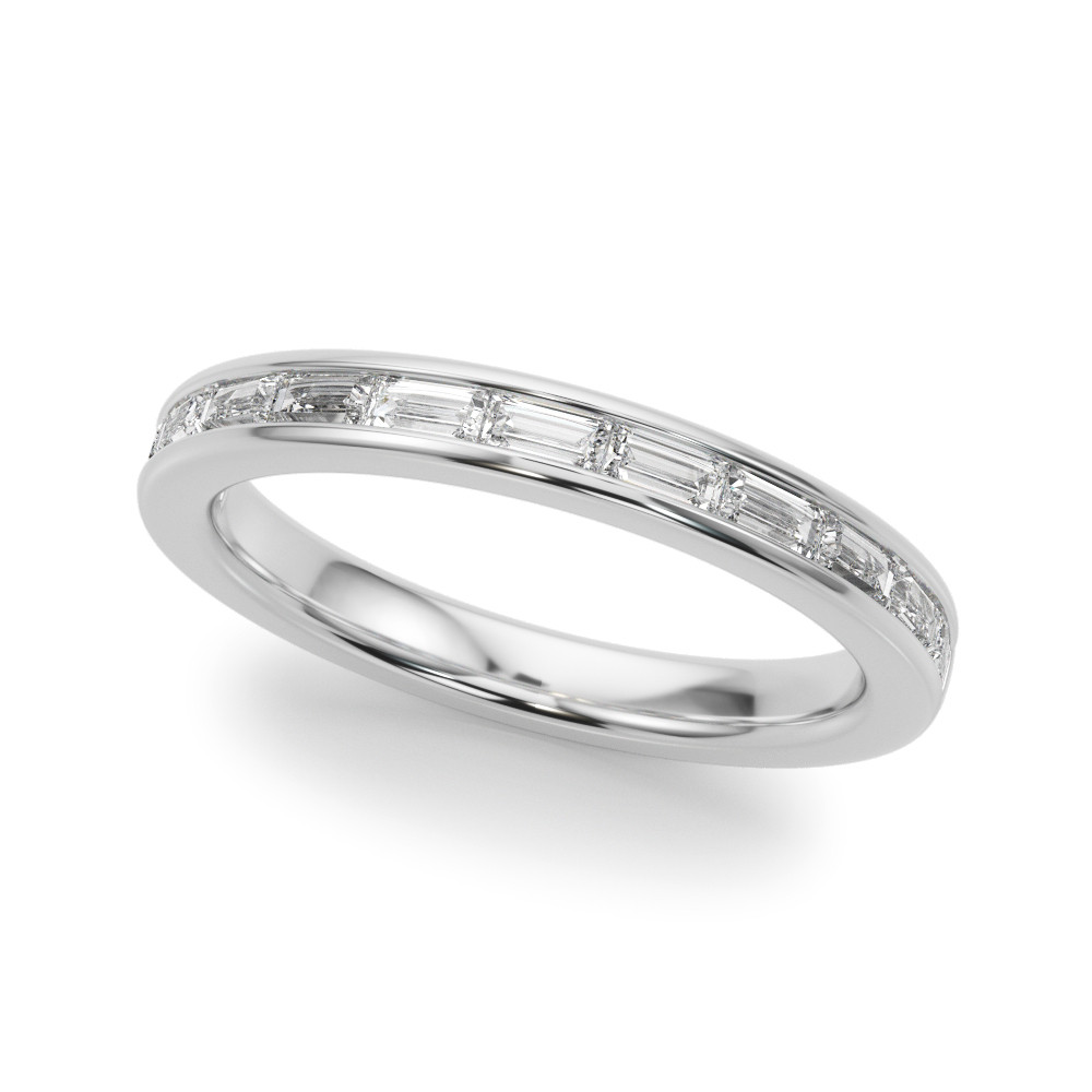 0.5 Ct Natural Baguette Cut Selin Eternity Diamond Rings in 9K White Gold