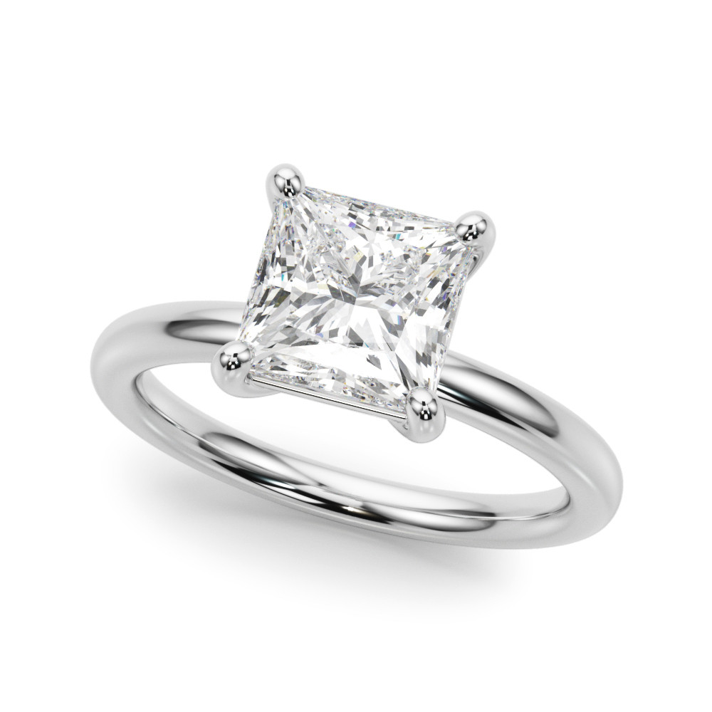 0.2 Ct Natural Princess Cut Olif  Solitaire Diamond Rings in Silver 925