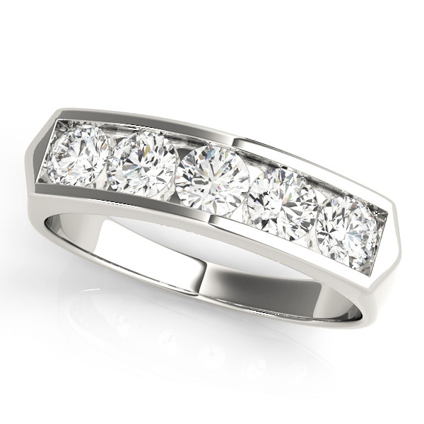 0.87 Ct Lab-Created Round Cut Summit Eternity Diamond Rings in 9K White Gold