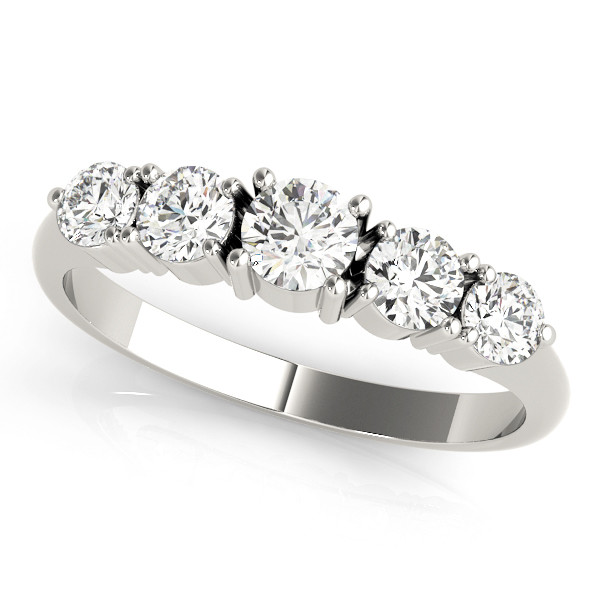 0.75 Ct Lab-Created Round Cut Tinsley 5 Stone Ring Diamond Rings in 9K White Gold