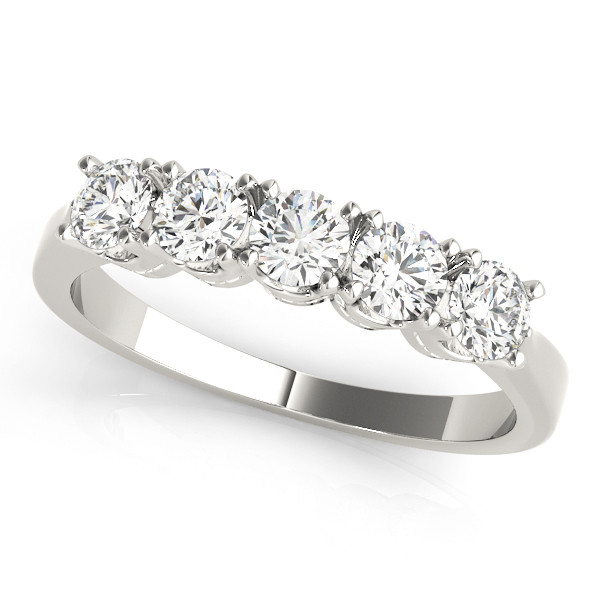 0.25 Ct Lab-Created Round Cut Giovanna  5 Stone Ring Diamond Rings in 9K White Gold