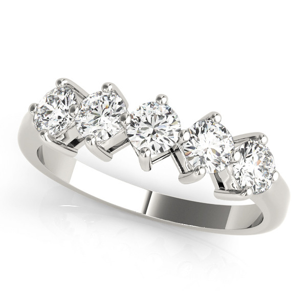 0.75 Ct Lab-Created Round Cut Shea 5 Stone Ring Diamond Rings in 9K White Gold